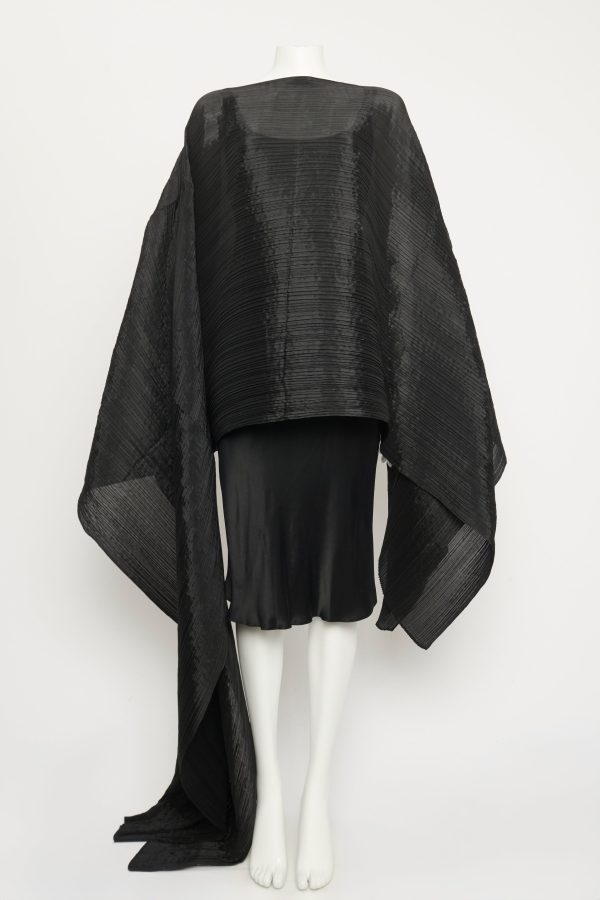 Black Preowned Poncho Maxi Dress Fashion