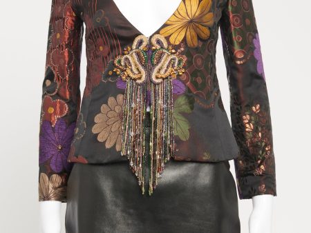 2004 Floral Satin Bead Embellished Preowned Jacket Online