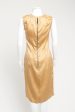 Gold Satin Fitted Preowned Shift Dress Cheap