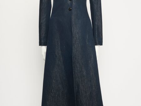 Full Length Metallic Denim Preowned Coat Fashion