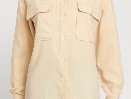 Pale Yellow Button Down Top on Sale