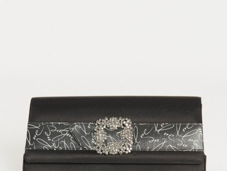 Black Satin Gothisi Love Preowned Clutch Fashion