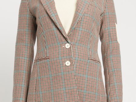 Beige Wool Preowned Houndstooth Single Breasted Blazer Sale