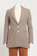 Beige Wool Preowned Houndstooth Single Breasted Blazer Sale