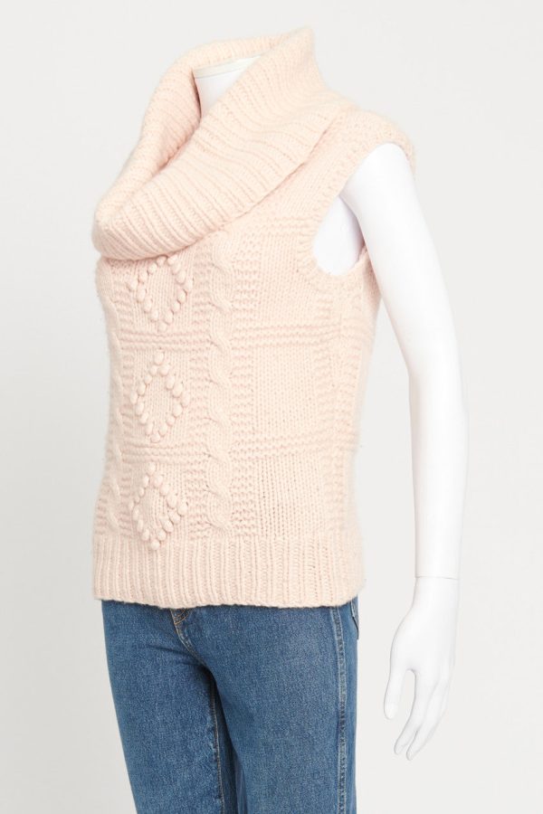 Baby Pink Cashmere Roll Neck Sleeveless Preowned Sweater For Discount