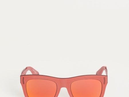 Red Rubber Frame Preowned Square Sunglasses For Sale