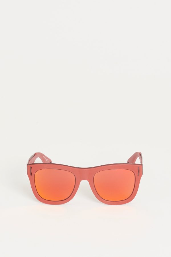 Red Rubber Frame Preowned Square Sunglasses For Sale