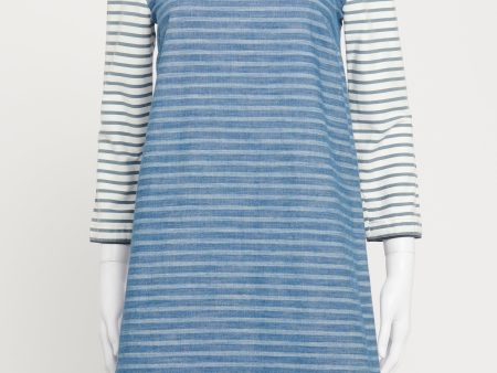 Blue Denim Striped Preowned Shift Dress on Sale