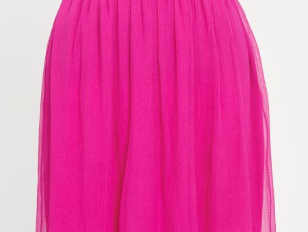 Magenta Silk Mini Skirt With Lace Hem Fashion