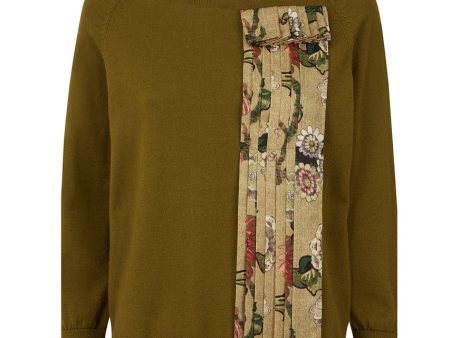 Khaki Long Sleeve Jumper with Front Pleat Detail Sale