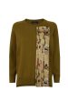 Khaki Long Sleeve Jumper with Front Pleat Detail Sale