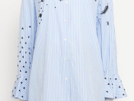 Blue & White Cotton Poplin Relaxed Fit Preowned Shirt Cheap