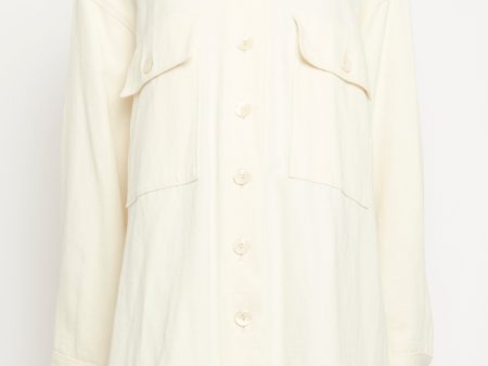 Cream Cotton and Linen Preowned Shirt For Cheap