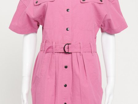 Raspberry Pink Zolina Preowned Belted Dress For Sale