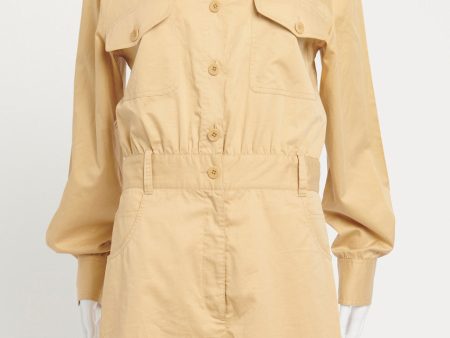 Beige Cotton Long Sleeve Preowned Playsuit For Sale