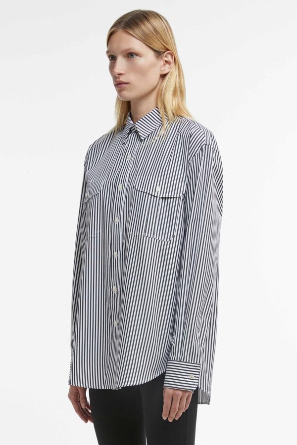 Mid Stripe Black Oversize Shirt Fashion