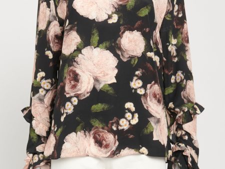 Black Silk Preowned Louella Floral Blouse Discount