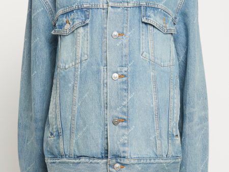 Blue Denim Distressed Preowned Jacket Cheap