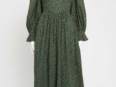 Green Cotton Preowned Zarina Forest Midi Dress For Discount