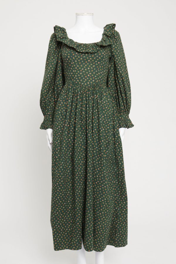 Green Cotton Preowned Zarina Forest Midi Dress For Discount