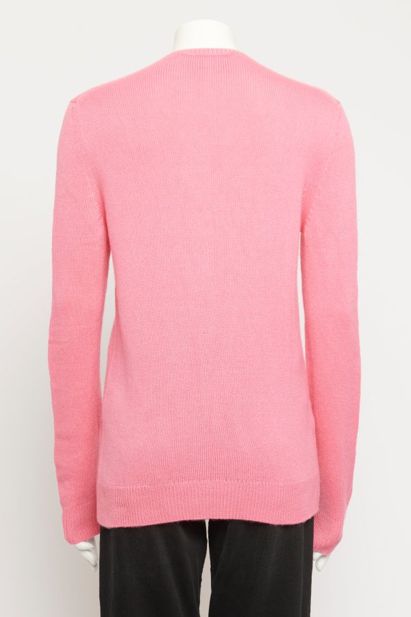 Pink Cashmere & Silk Blend Moth Embellished Preowned  Jumper Discount