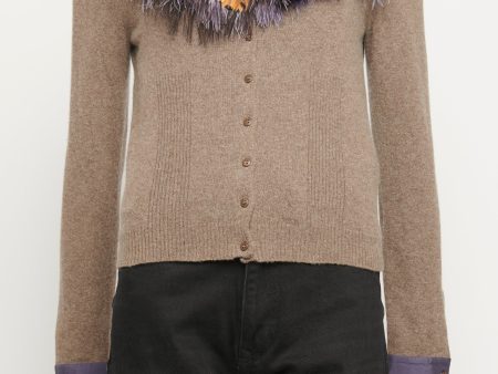 Cashmere Blend Feather Collar Preowned Knit Online Hot Sale