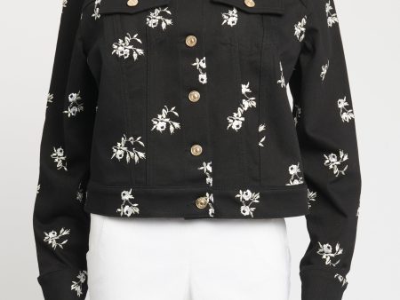 Black Cotton Jess Floral Preowned Jacket Supply