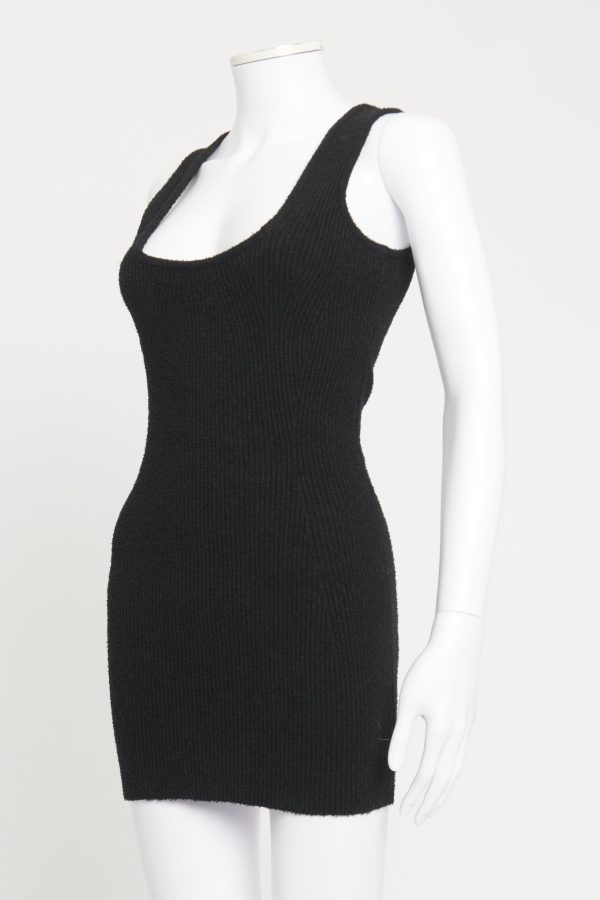 Black Knit  Bodycon Preowned Mini Dress For Cheap