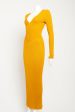 Mustard Silk Ribbed Preowned Dress For Cheap