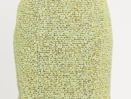 1994 Green Wool Blend Preowned Boucle Mini Skirt For Sale