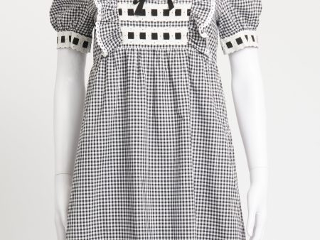 Monochrome Cotton Gingham Preowned Smock Dress Online Hot Sale