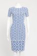 Blue and White Viscose Blend Preowned Midi Dress Sale