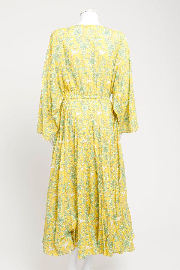 Yellow Cotton Preowned Emily Floral Print Midi Dress Online Sale