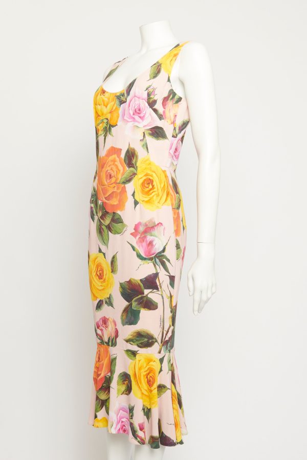 Pink Rose Print Preowned Dress Online