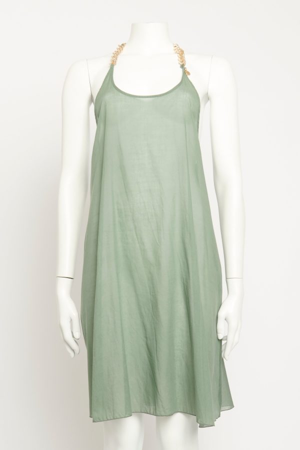 Sage Chained Cotton Preowned Slip For Cheap