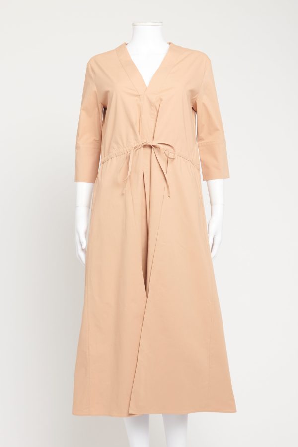 Nude Cotton V-Neck Preowned Midi Dress Online