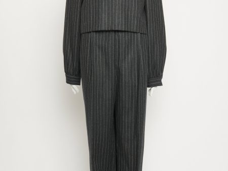 Wool Charcoal Pinstripe Preowned Jumpsuit Online now