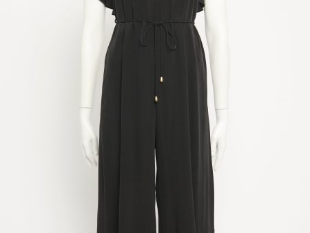 Silk Ebony Ruffle Jumpsuit For Discount