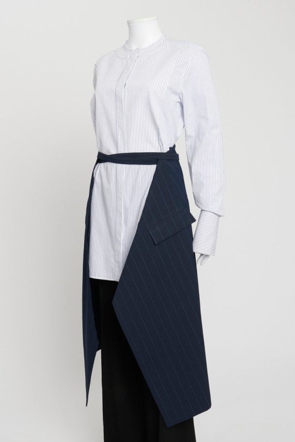 Navy and Blue Striped Wrap Self Tie Skirt For Cheap