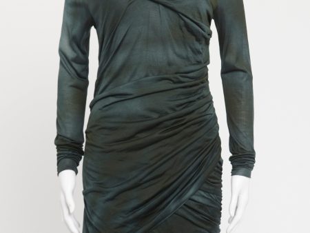 Green Silk Preowned Gathered Courtney Mini Dress Sale