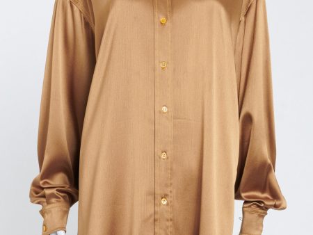 Bronze Satin Oversized Shirt Online Sale