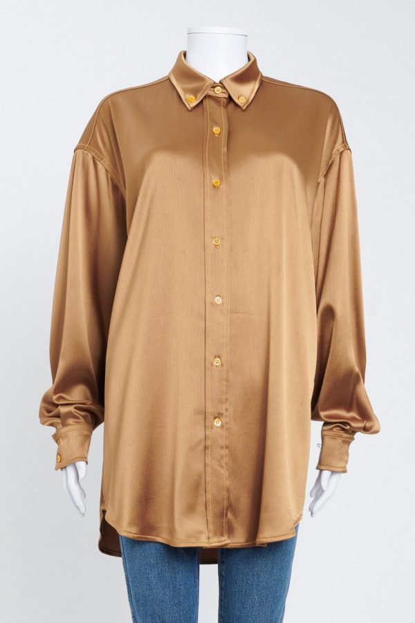 Bronze Satin Oversized Shirt Online Sale