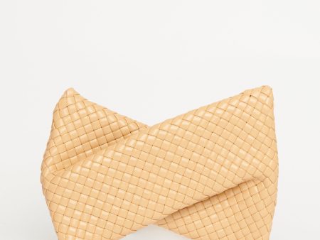 2020 Almond Leather Crisscross Intrecciato Preowned Clutch Bag Hot on Sale