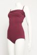 Plum Viscose Blend Preowned Bardot Bodysuit For Cheap