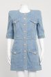 Blue Denim Preowned Shoulder Padded Mini Dress For Sale