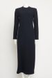 Navy Textured Wool Preowned Dress Online now