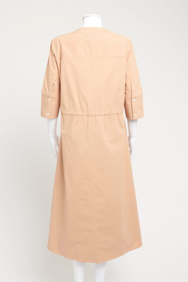 Nude Cotton V-Neck Preowned Midi Dress Online