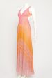 Pink & Orange Rayon Blend Preowned V-Neck Maxi Dress Discount