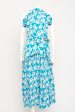 Blue Dora Ruffled Floral Preowned Print Dress Fashion