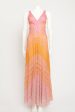 Pink & Orange Rayon Blend Preowned V-Neck Maxi Dress Discount